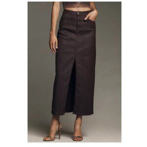 Anthropologie Pilcro The Madi Front-Slit Denim Maxi Skirt Wine Size 6